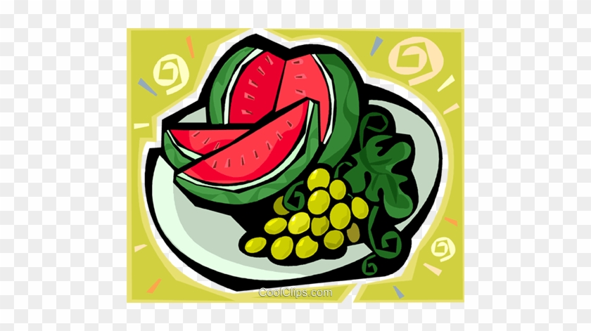Sliced Watermelon And Grapes Royalty Free Vector Clip - Sliced Watermelon And Grapes Royalty Free Vector Clip #1250189
