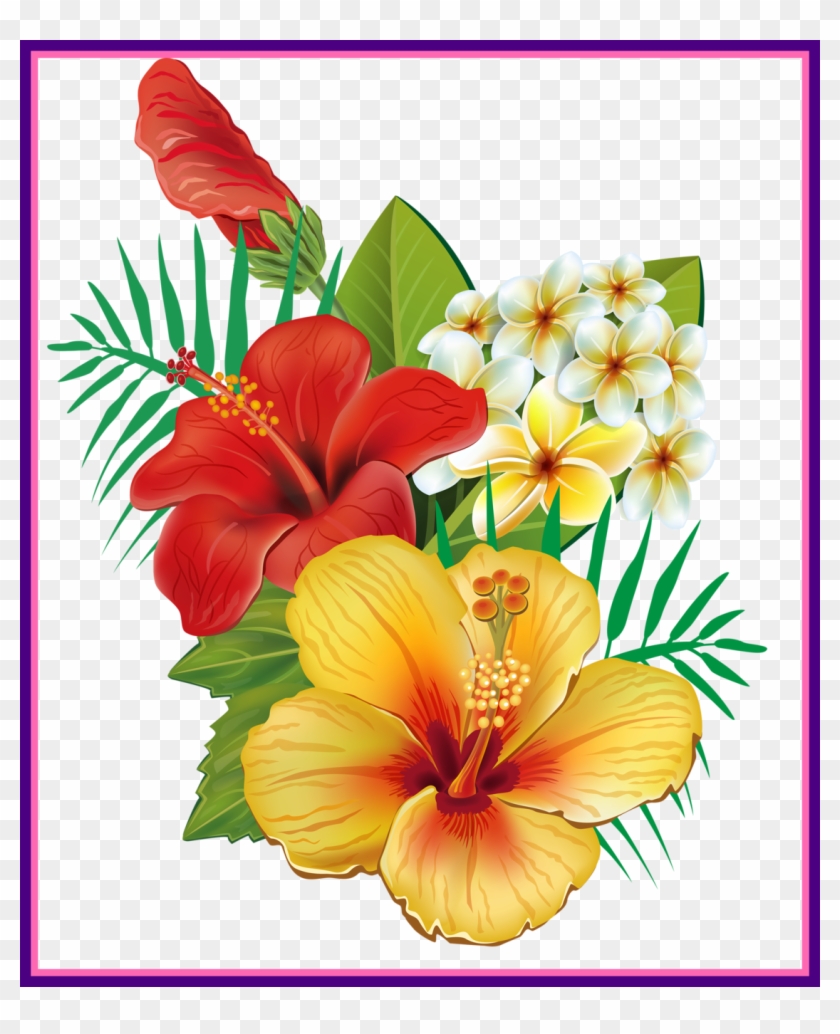 Best Png Flowers Tattoo And Clip Art Pict For Bouquet - Cafepress Tropical Hibiscus Tile Coaster #1250346