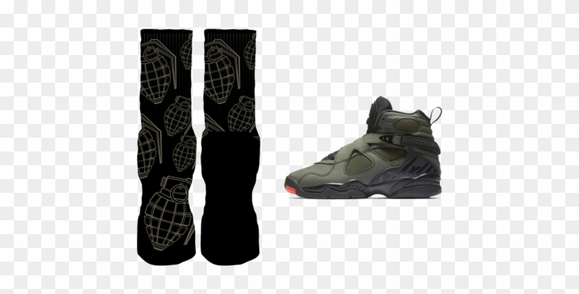 Rufnek-jordan 8 "take Flight" Hand Grenade Custom Socks - Jordan 8 Retro Take Flight Undefeated #1250465