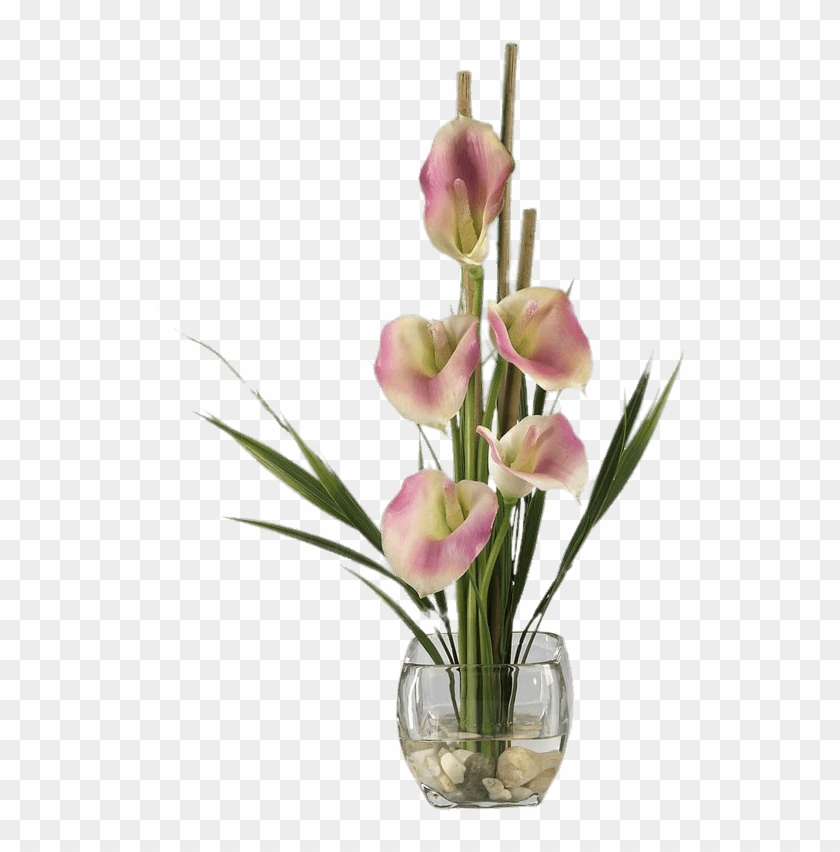 Pink Calla Lilies Composition - Calla Lilly Liquid Illusion Silk Flower Arrangement #1250466