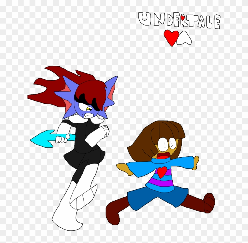 Undertale-undyne Chasing Frisk By Minecraftfan11scr - Cartoon #1250629