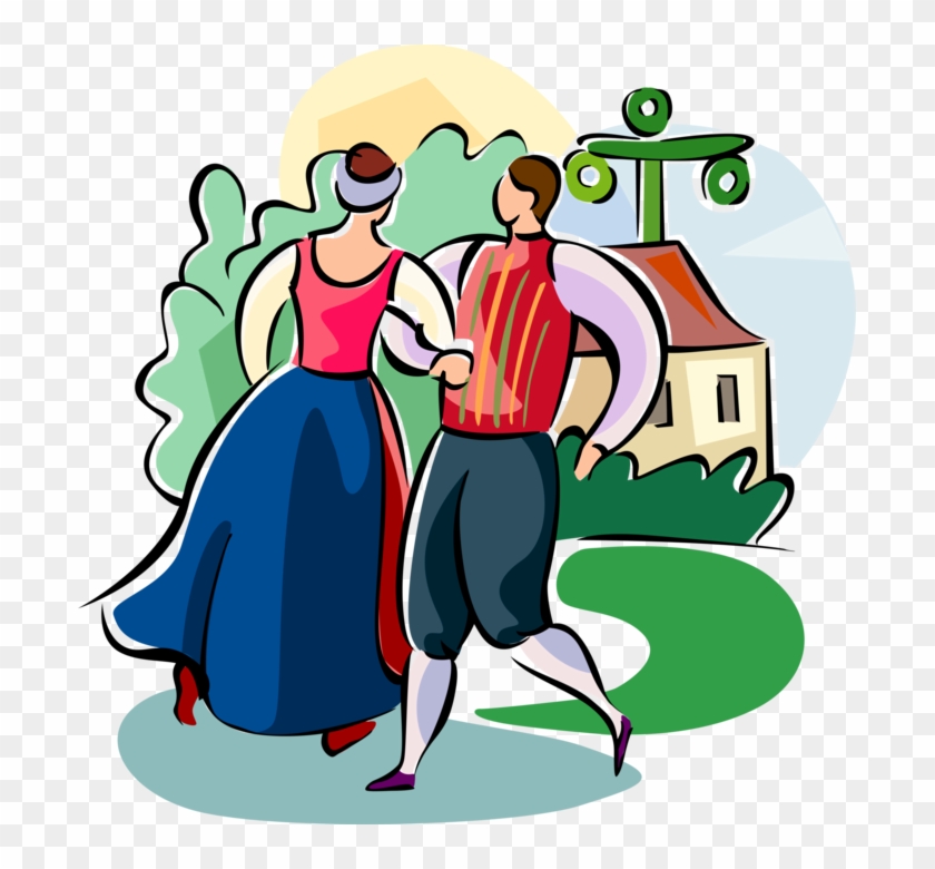 Vector Illustration Of St John's Day Swedish Midsummer - Festive Dance Clip Art #1250728