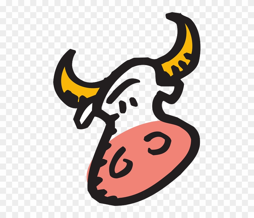 Head, Face, Cartoon, Bull, Nose, Horns, Animal - Bull Face Clipart #1250939