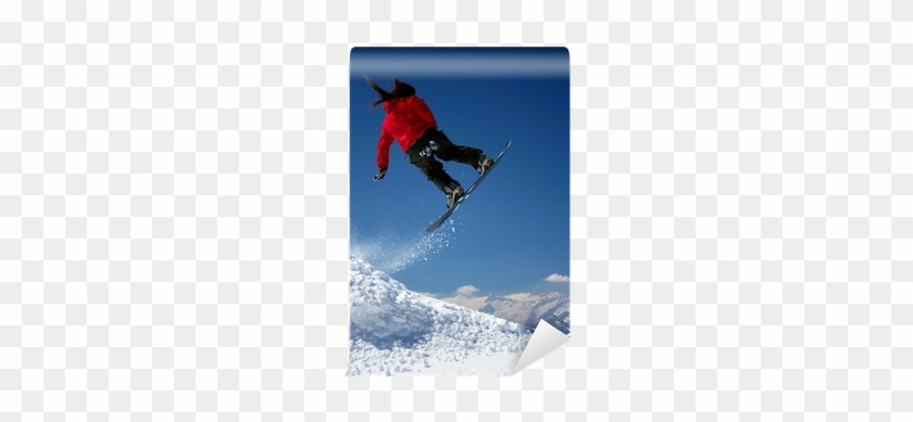 Fotomural Snowboarder En La Chaqueta Roja Que Salta - Extreme Sport #1250950