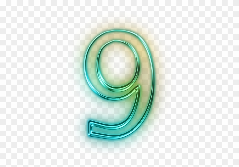 Vector Number 9 Drawing Image - Glowing Green Neon Icon Alphanumeric Number 4 #1250952