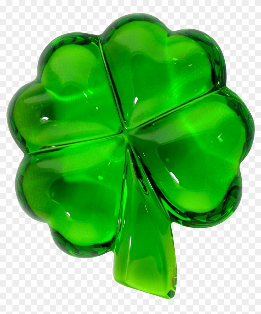 Baccarat Moss Green Four Leaf Clover Paperweight - Shamrock #1251386