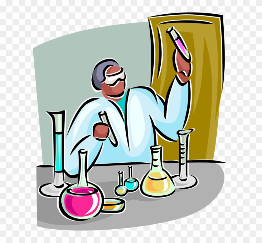 Vector Illustration Of Laboratory Technician With Test - Laboratory #1251785