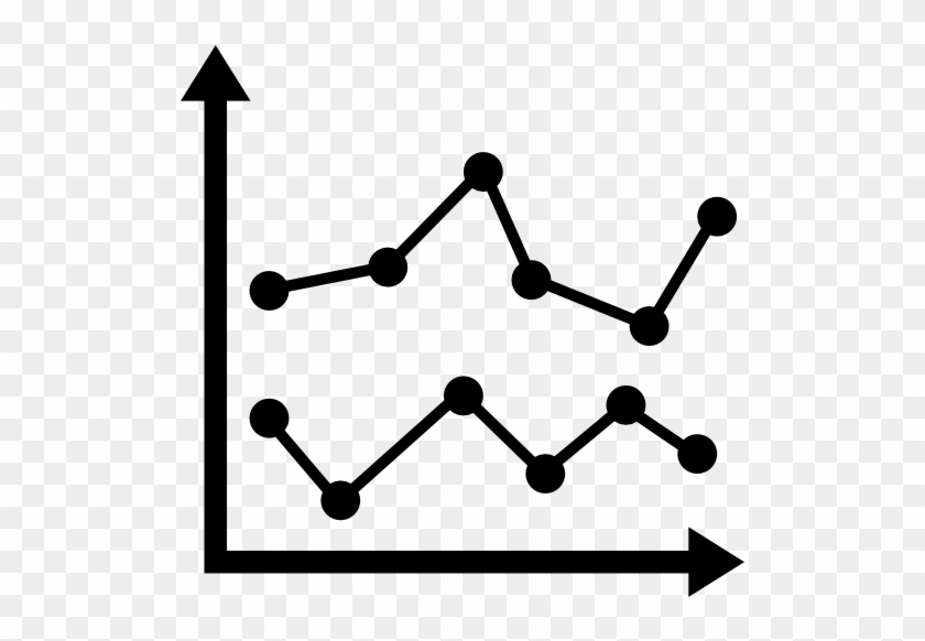 Double Line Graph Icon Clipart - Bar Chart Black And White #1251830