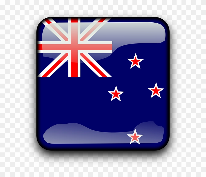 Button New Zealand, Flag, Country, Nationality, Square, - New Zealand Flag Animated Gif #1252484