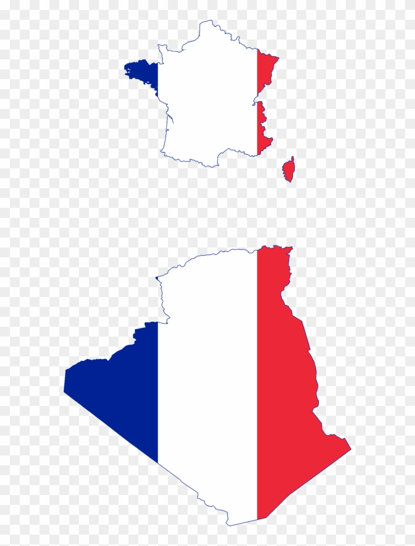 Flag Map Of France And Algeria - France And Algeria Map #1252535