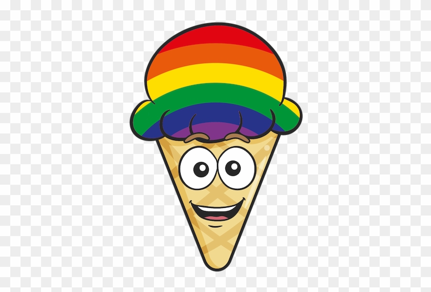 Gay Pride Ice Cream Cone Emoji Stickers Messages Sticker-0 - Ice Cream With A Face #1252731