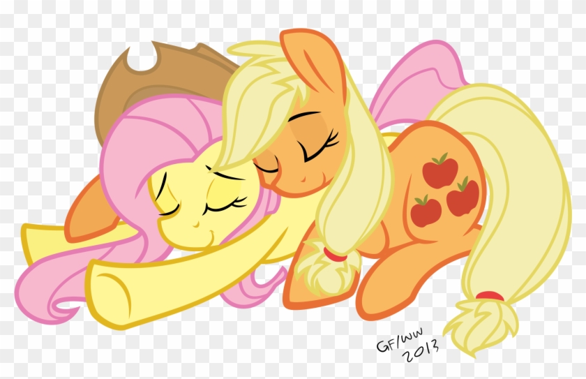 Fluttershy, Hug, Lesbian, Prone, Resting, Safe, Shipping, - Cartoon #1253003