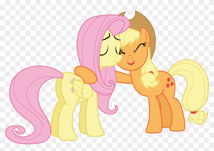 Applejack Hugging Fluttershy By Cloudyglow - Apple Jack And Fluttershy #1253008