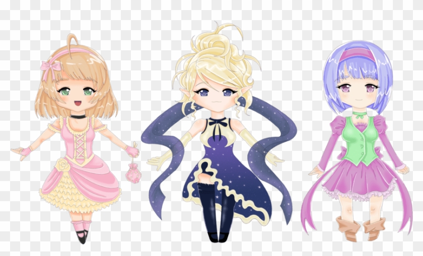 Three Anime Girls Chibi #1253056