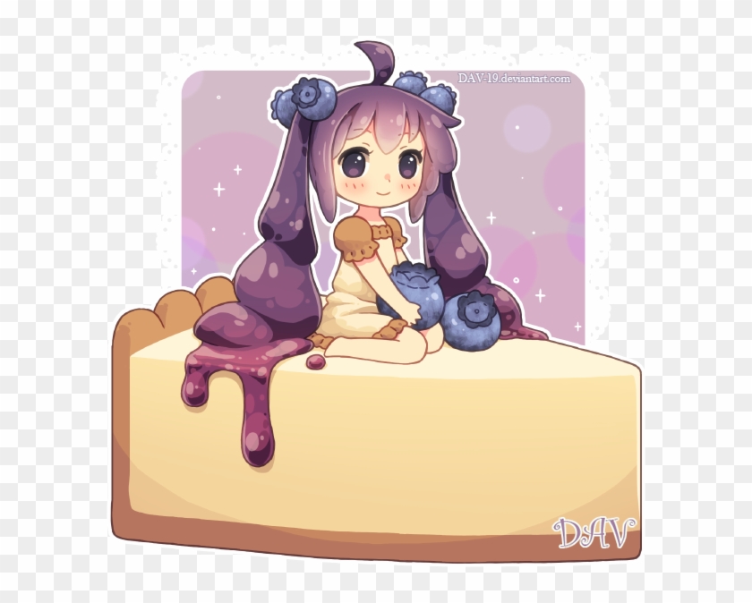 Blueberry Cheesecake By Dav-19 - Chibi Anime Girl Food #1253105