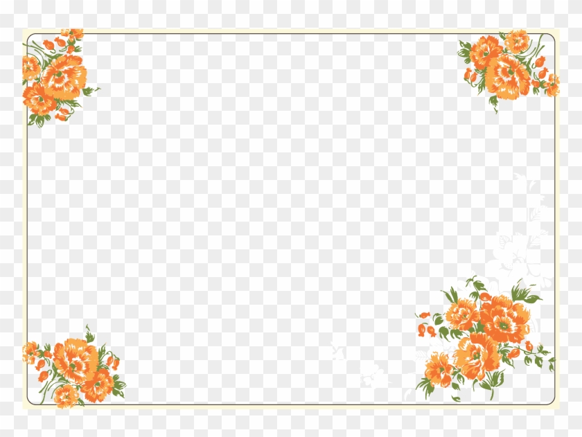 Vector Watercolor Flowers Border 811*552 Transprent - Orange Flower Border Png #1253125