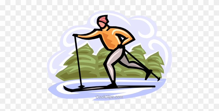 Cross Country Skiing Royalty Free Vector Clip Art Illustration - Winter #1254114