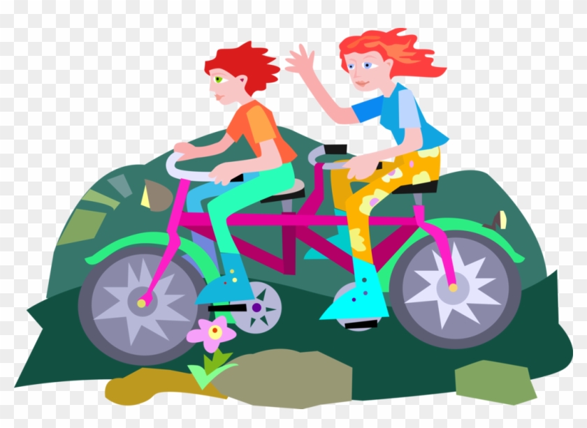 Vector Illustration Of Cycling Enthusiasts Ride Tandem - Vector Illustration Of Cycling Enthusiasts Ride Tandem #1254265