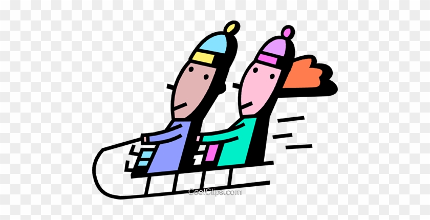 Tobogganing Royalty Free Vector Clip Art Illustration - Clip Art #1254338