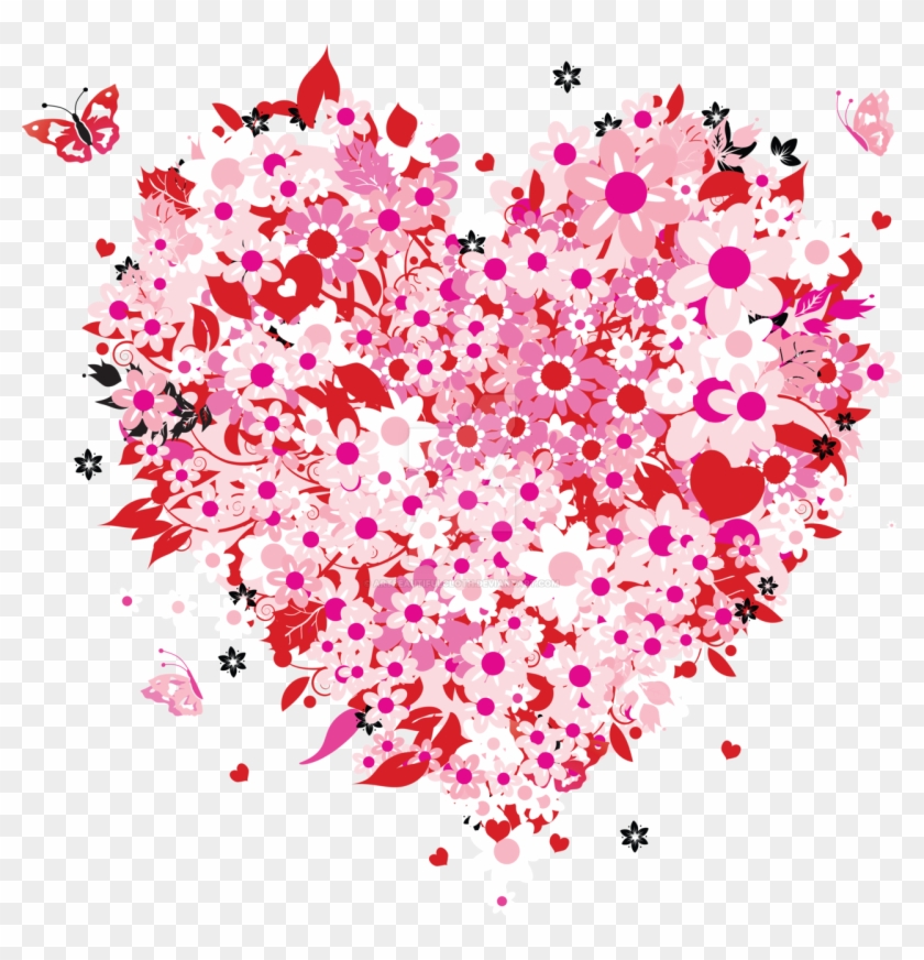 Floral Pink Heart By Artbeautifulcloth Floral Pink - Love Heart Flower Png #1255005