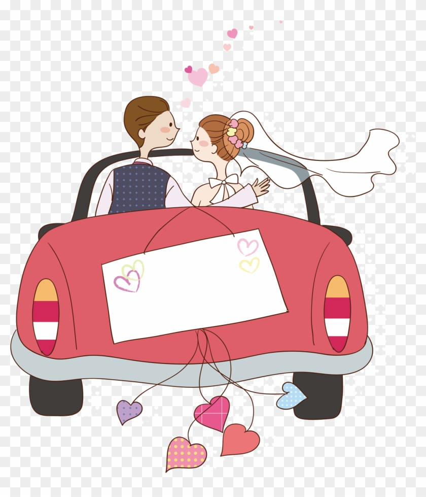 cute bride and groom cartoon clipart party