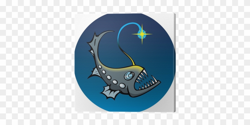 Deep-sea Angler Fish, Cartoon Vector Illustration Canvas - Lily Pad Coloring Page #1255048