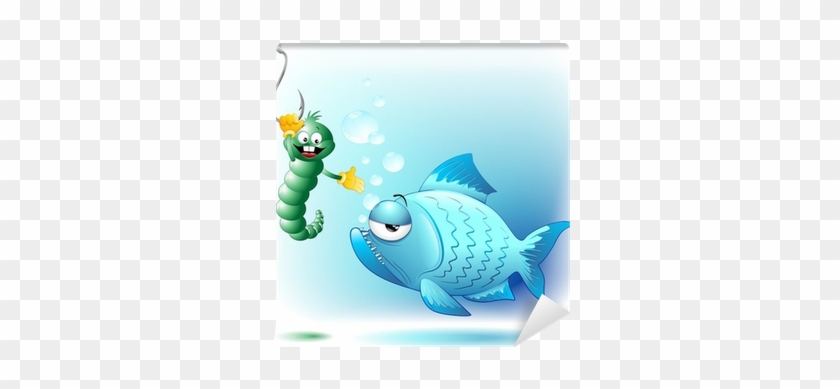 Pesce Verme E Amo Cartoon Fish Worm And Hook Background - Worm #1255059