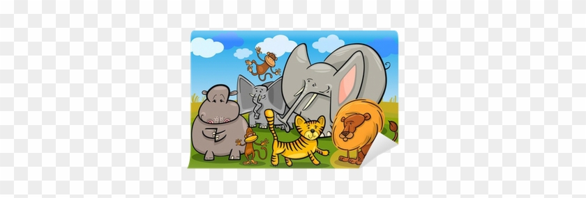 African Safari Wild Animals Cartoon Illustration Wall - Zoo Animals Seek And Find Activity Book #1255106
