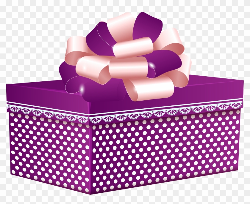 Purple Dotted Gift Box Png Clipart - Purple Gift Box Clip Art #1256999