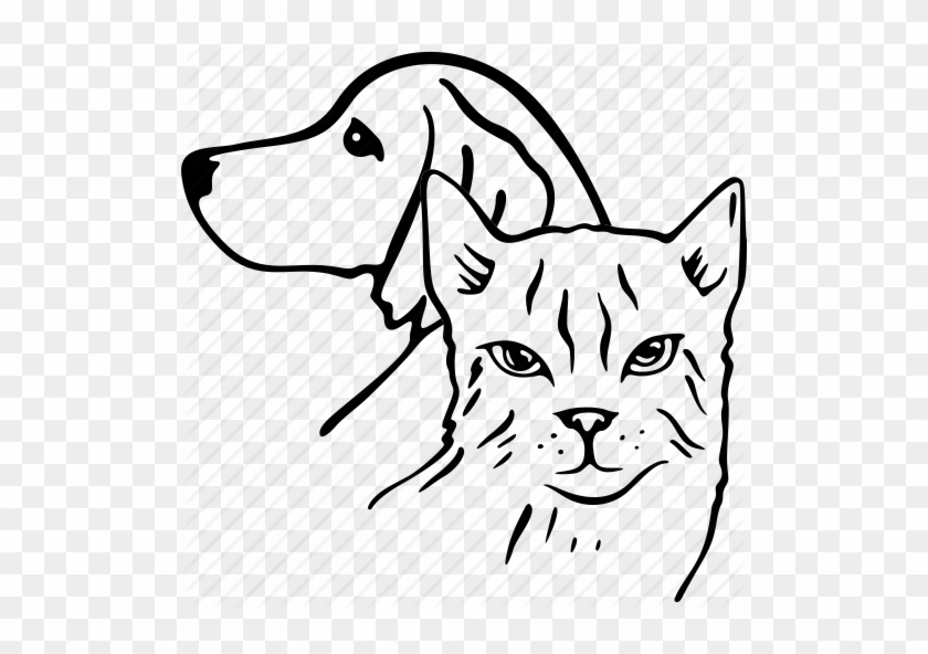 Dog And Cat Silhouettes Together Svg Png Icon Free - Drawing Dog Cat Png #1257172