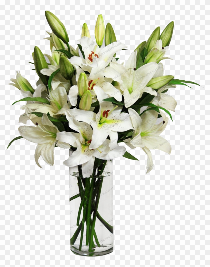 White Lily Bouquet - Flowers In A Vase Transparent #1257214