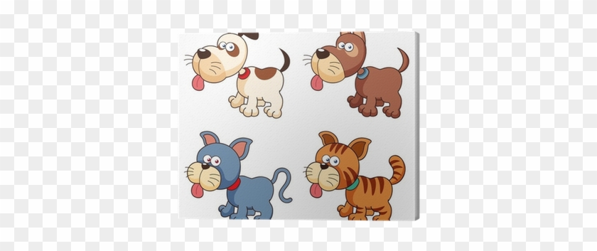 Illustration Of Cartoon Dogs And Cats Canvas Print - Catdog #1257663