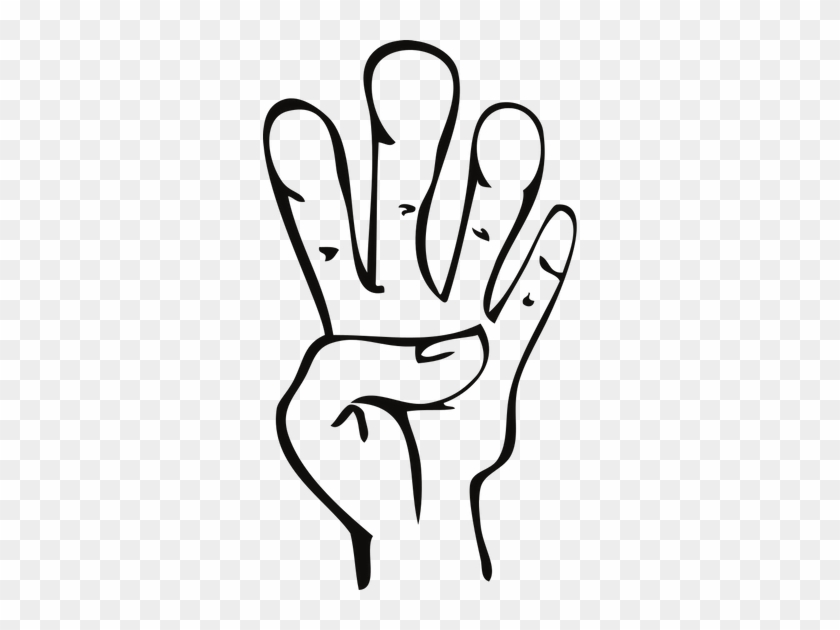 Cartoon Hand Line Drawing - Dibujos De Una Mano Con 4 Dedos #1257675