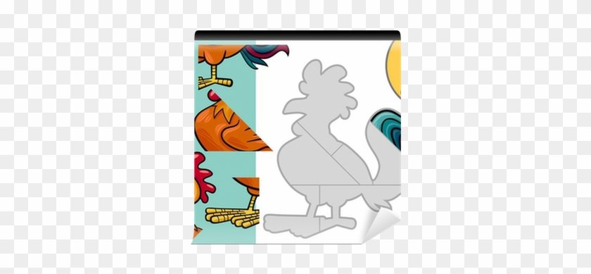 Cartoon Farm Rooster Puzzle Game Wall Mural • Pixers® - Puzzle #1257836