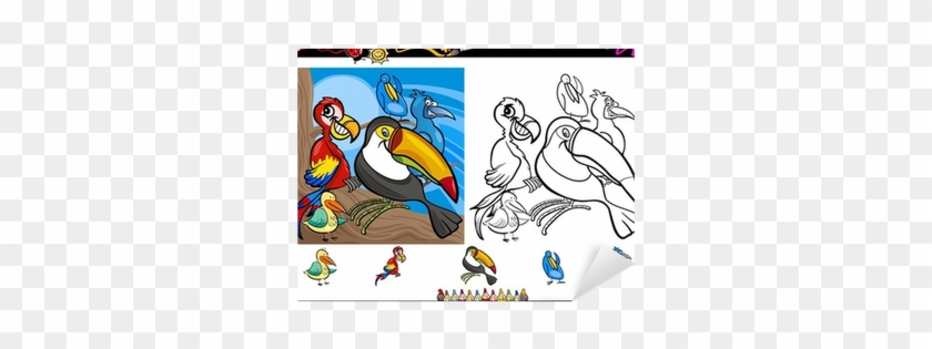 Exotic Birds Cartoon Coloring Page Set Sticker • Pixers® - Love Crayola Crayons Coloring Book [book] #1257871