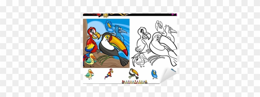 Exotic Birds Cartoon Coloring Page Set Sticker • Pixers® - Love Crayola ...