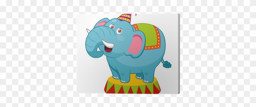 Illustration Of Cartoon Elephant Circus Canvas Print - Kreslený Cirkus #1257983