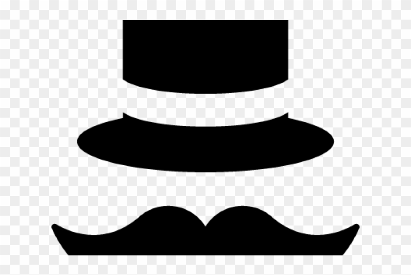 Top Hat Clipart Mustache - Mustache And Hat Png #1258608