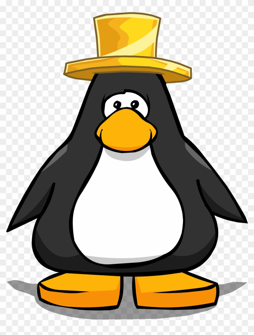 Gold Top Hat From A Player Card - Penguin With Santa Hat #1258653