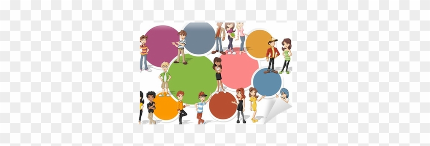 Colorful Template With Cool Cartoon Young People - Illustration #1258660