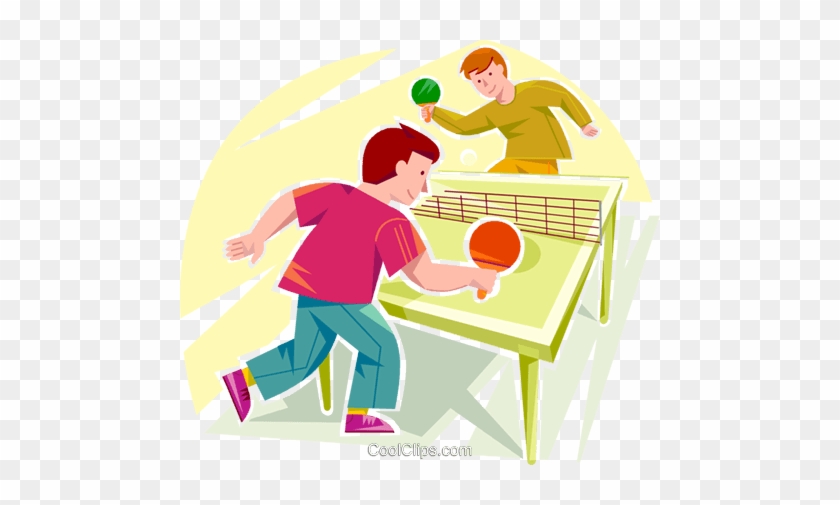 Boys Playing Ping Pong Royalty Free Vector Clip Art - Table Tennis Clip Art #1258681