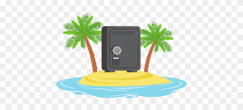 Closed Safe On A Tropical Island Vector Icon Illustration - Piggy Bank #1258936