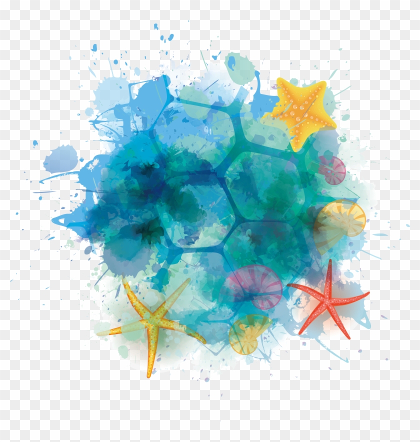 Summer Euclidean Vector Clip Art - Estrella De Mar Acuarela Png #1258940