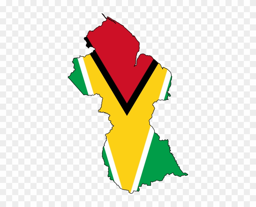 Land Of The Free - Map Of Guyana With Flag #1259601