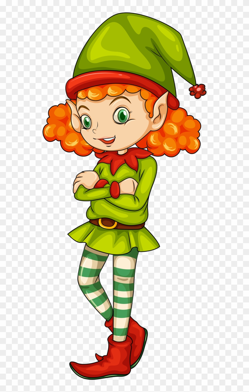 Illustration Of A Female Elf On A White Background - Female Christmas Elf Png #1259812