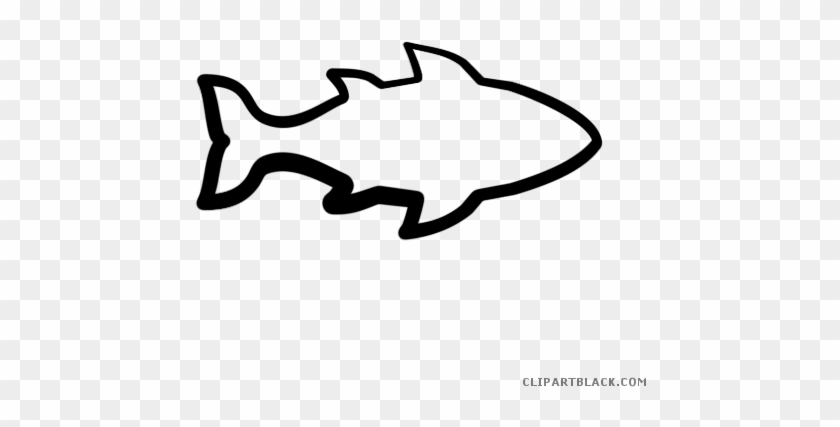 Bass Fish Animal Free Black White Clipart Images Clipartblack - Outline Of A Fish #1259889