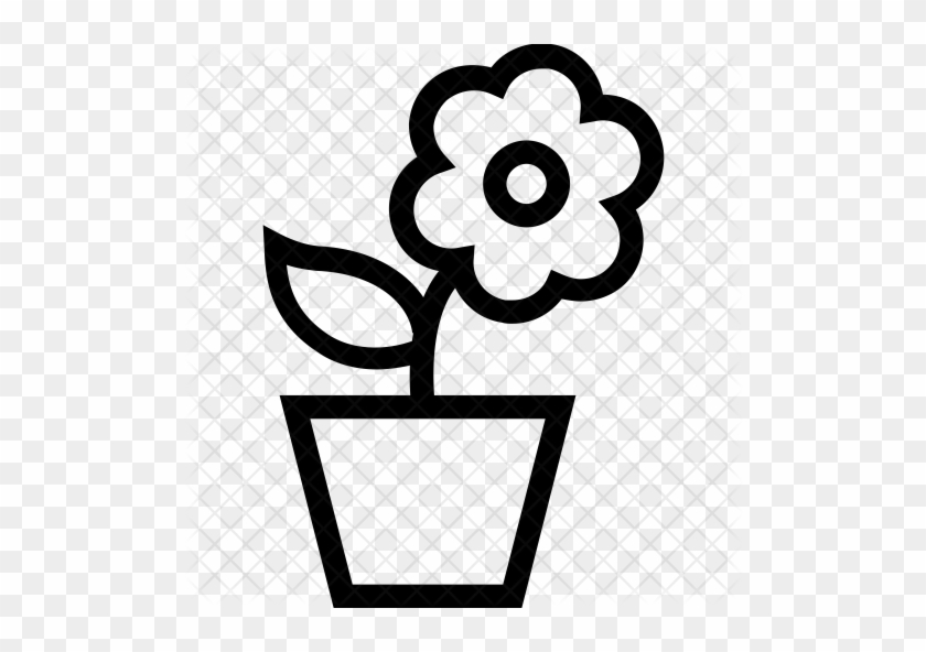 Flower Pot Icon - Flower In A Pot Outline #1260350