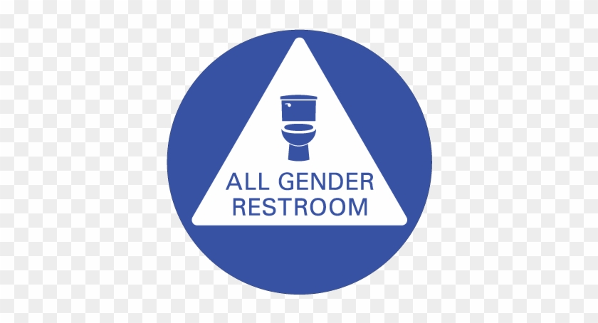 All Gender Restroom Door Sign White Triangle On Blue - Kaderrand #1260500