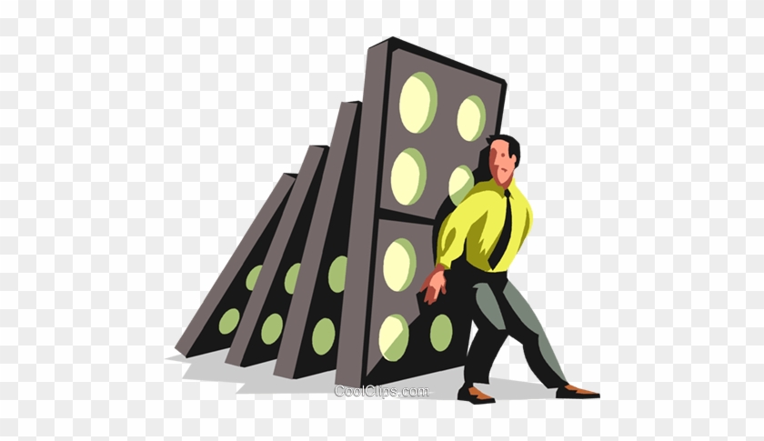Businessman Holding Back Dominos Royalty Free Vector - Illustration #1261214