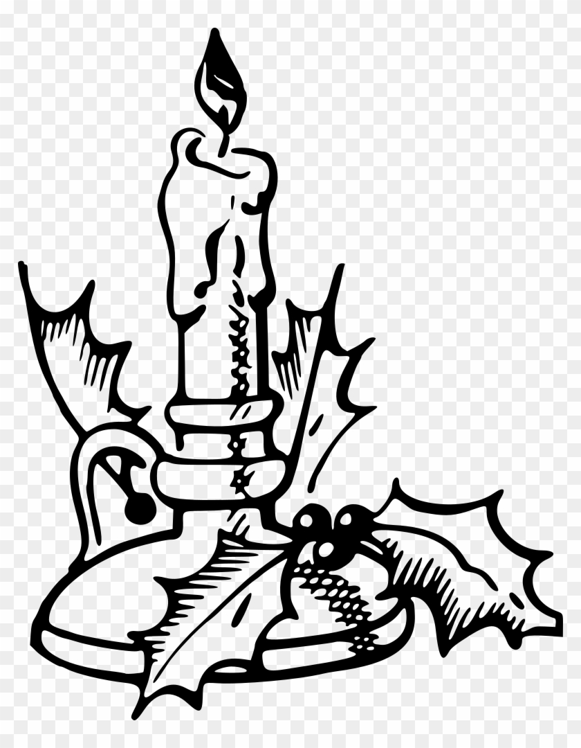 Clip Art Details - Black And White Graphic Christmas Candle #1261344